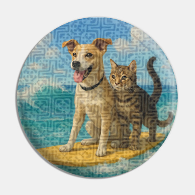 Tribal Tides & Furry Vibes – Hmong Surfing Duo Pin by Pimcolle