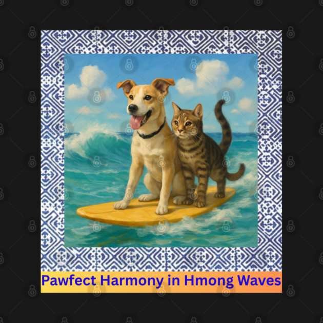 Pawfect Harmony in Hmong Waves – Cat & Dog Surf Adventure by Pimcolle