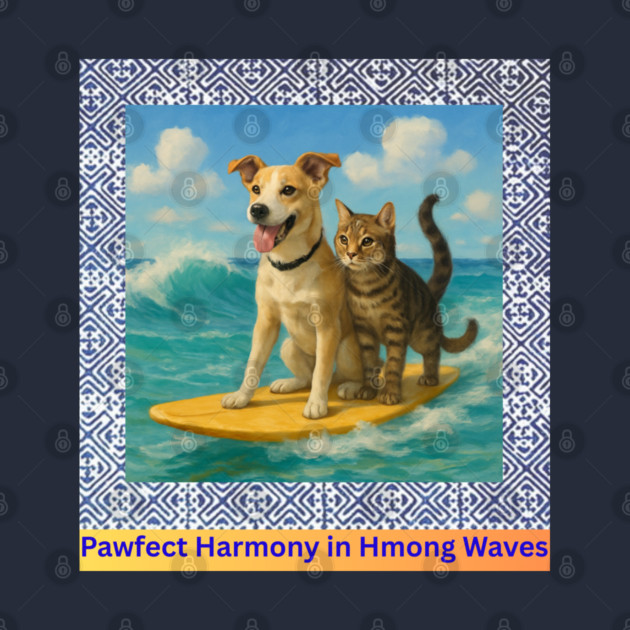 Pawfect Harmony in Hmong Waves – Cat & Dog Surf Adventure by Pimcolle