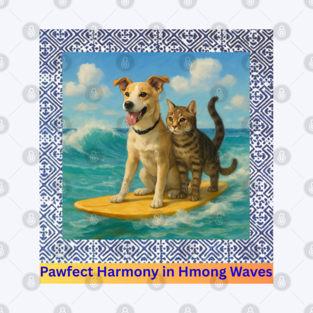 Pawfect Harmony in Hmong Waves – Cat & Dog Surf Adventure by Pimcolle