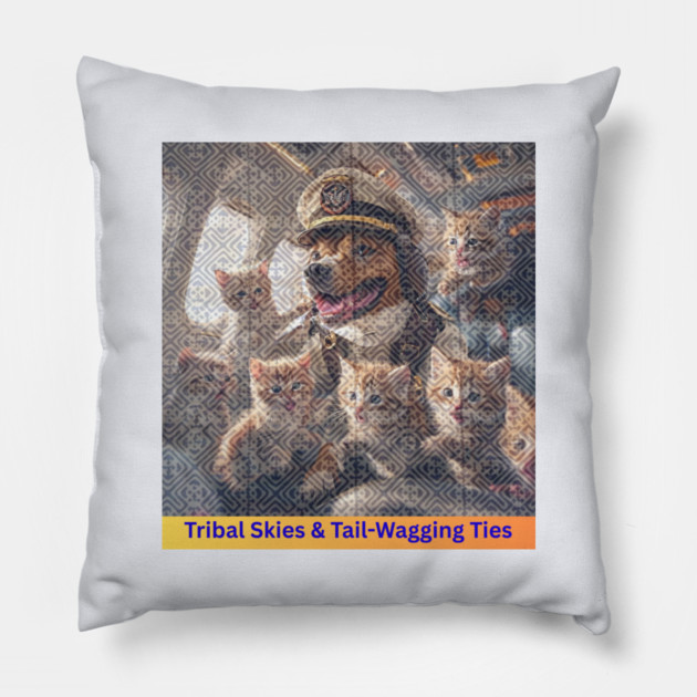 Tribal Skies & Tail-Wagging Ties Pillow by Pimcolle