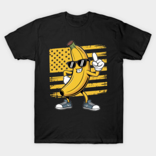 Dabbing Banana Retro American Flag Banana Lover Boys Kids T-Shirt