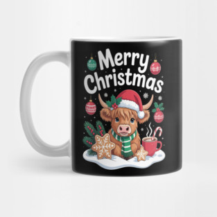 Christmas Highland Cow Cute Heifer Cow Santa Hat Mooey Xmas Mug