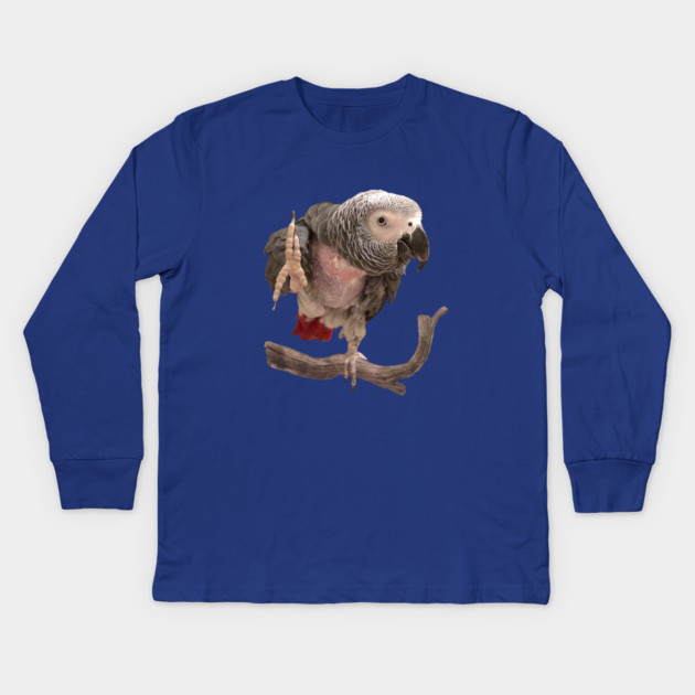 Einstein Parrot Waving Kids Long Sleeve T-Shirt by Einstein Parrot
