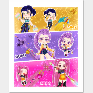 Chibi design inspired by Huntrix from K-Pop Demon Hunters Posters and Art