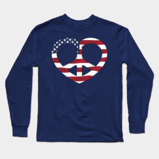 Flag Peace Heart Long Sleeve T-Shirt