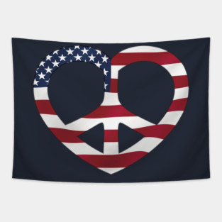 Flag Peace Heart Tapestry