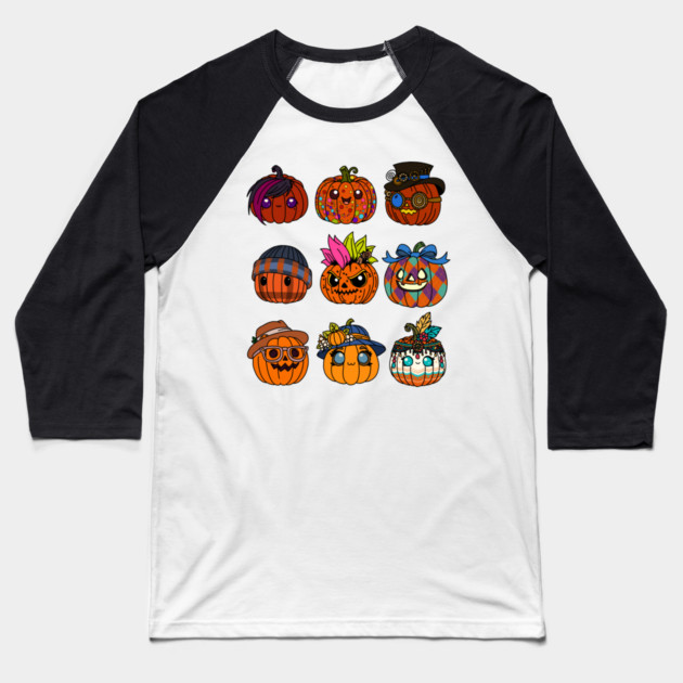 Cute Jack-o-'lantern Fashion Baseball T-Shirt by H. R. Sinclair