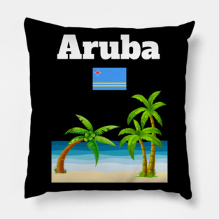 Aruba souvenir Caribbean tropical beach palm tree Aruba flag Pillow