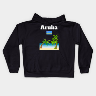 Aruba souvenir Caribbean tropical beach palm tree Aruba flag Kids Hoodie