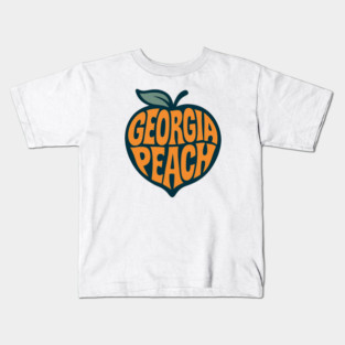 Georgia Peach Groovy Typography Peach Shape Design Kids T-Shirt