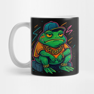 Street King Frog – Bold Urban Graffiti Amphibian with Gold Chains Mug
