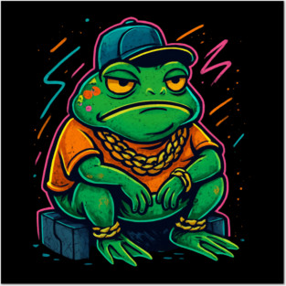 Street King Frog – Bold Urban Graffiti Amphibian with Gold Chains Posters and Art