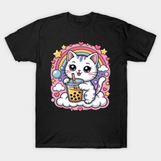 Cute Cat Boba Tea Bubble Tea Anime Kawaii Neko Gift Idea T-Shirt