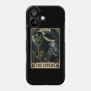 Frankenstein Bride Lovers Vintage Horror Tarot Card Phone Case