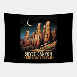 Bryce Canyon National Park, Sleep Beneath the Stars - Best, Unique Gift idea for Women, Men, Kids, Christmas, Birthday, Stargazing, Camping, Souvenir, Utah Hoodoos, Map, Night Sky, Landscape, Retro Vintage Travel, Hiking Adventure, Trip, Visit, Tapestry