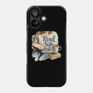 Read Sip Repeat Book and Coffee Ritual Phone Case