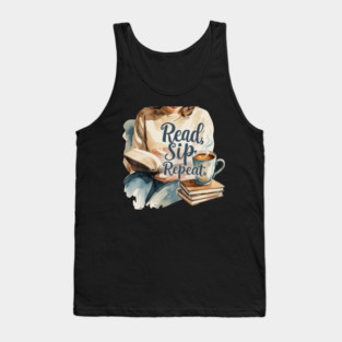 Read Sip Repeat Book and Coffee Ritual Tank Top