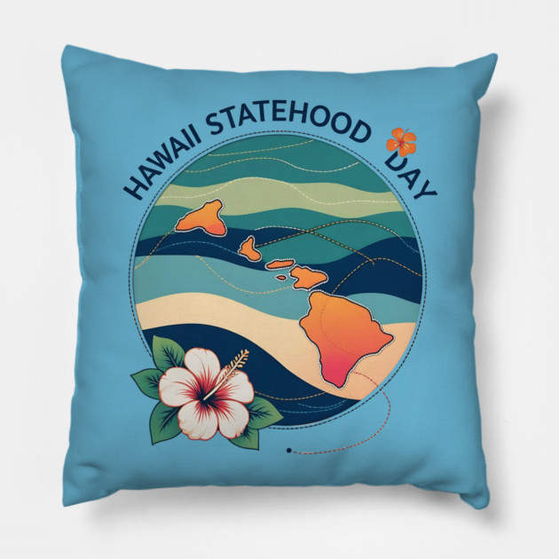 Celebrate Hawaii Statehood Day Pillow by stitchloom