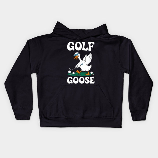 Golf Goose Funny Golfer Kids Hoodie by MakerMind8.2