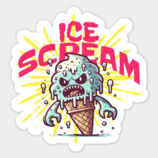 Ice Scream Funny Comic-Style Summer Gift Sticker