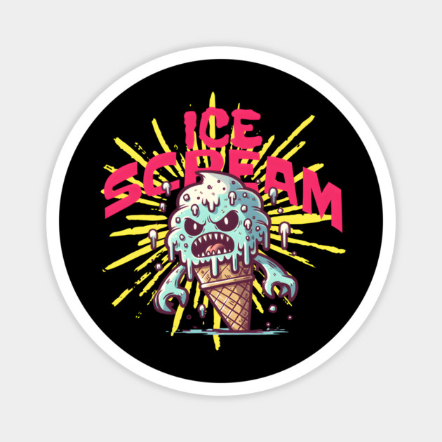 Ice Scream Funny Comic-Style Summer Gift Magnet by Groovy Outfits