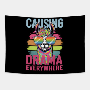 Causing Drama Everywhere Llama Tapestry