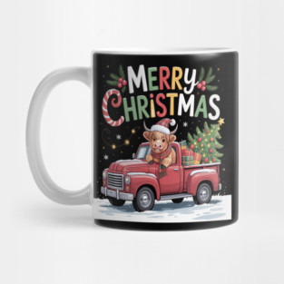 Merry Christmas Scottish Highland Cow Xmas Farm Animal Mug