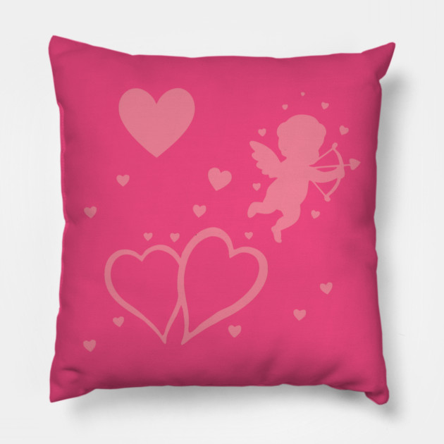 Cupid and Hearts Valentine’s Day Design – Romantic Love Gift Art Pillow by DonWillisJrArt
