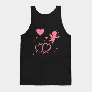 Cupid and Hearts Valentine’s Day Design – Romantic Love Gift Art Tank Top