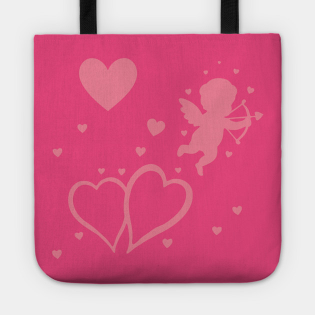 Cupid and Hearts Valentine’s Day Design – Romantic Love Gift Art Tote by DonWillisJrArt