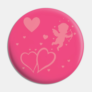 Cupid and Hearts Valentine’s Day Design – Romantic Love Gift Art Pin