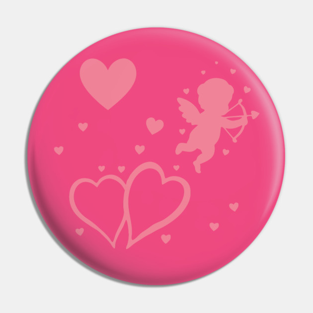Cupid and Hearts Valentine’s Day Design – Romantic Love Gift Art Pin by DonWillisJrArt