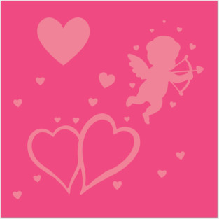Cupid and Hearts Valentine’s Day Design – Romantic Love Gift Art Posters and Art
