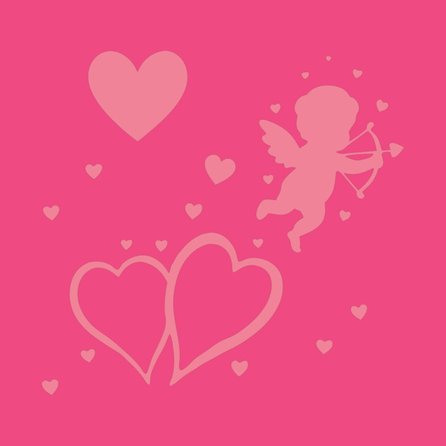 Cupid and Hearts Valentine’s Day Design – Romantic Love Gift Art by DonWillisJrArt