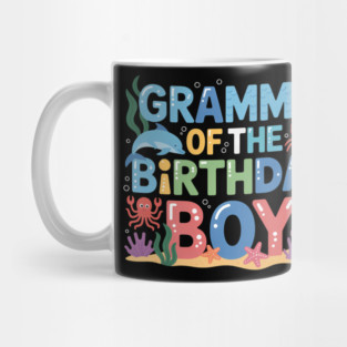 Grammy Of The Birthday Boy Aquarium Sea Animals Matching Mug