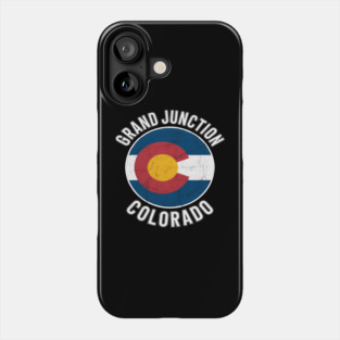 Grand Junction Colorado Flag Circle Black Text Phone Case