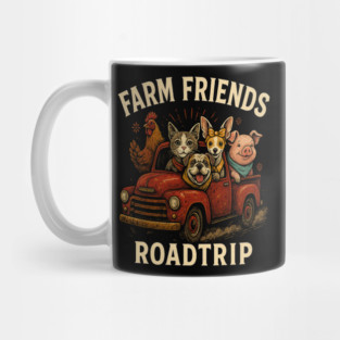Farm Pickup Truck with Farm Animals Farmer's Wife Cow Girl Mug