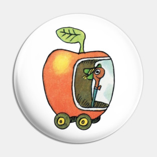 Vintage Style Worm in apple car Pin