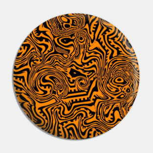 Abstract Orange & Black Psychedelic Fractal Pin