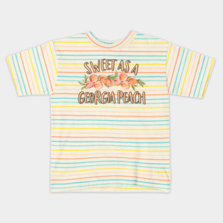 Sweet As A Georgia Peach Cute Southern Georgia Girl Kids T-Shirt