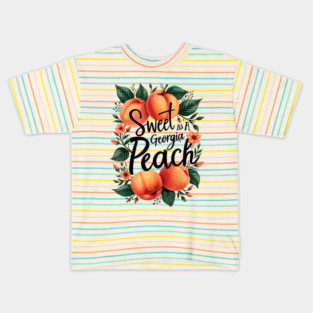 Sweet As A Georgia Peach Cute Southern Georgia Girl Kids T-Shirt