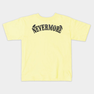 Vintage Nevermore Logo Tee – Wednesday Addams (Black Text) Kids T-Shirt