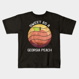 Sweet As A Georgia Peach Retro Grunge Sunset Design Peach Kids T-Shirt