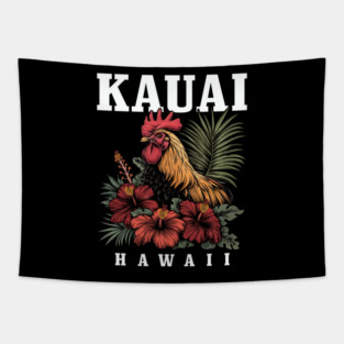 Kauai Hawaii Chicken Hawaiian Tropical Flowers Vintage Tapestry