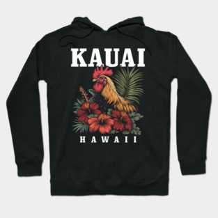 Kauai Hawaii Chicken Hawaiian Tropical Flowers Vintage Hoodie