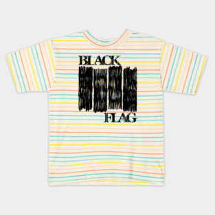Black flag band merchandise ink draw illustration artwork Kids T-Shirt