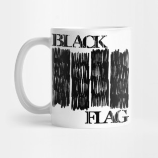 Black flag band merchandise ink draw illustration artwork Mug