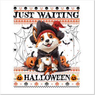 Cute Pembroke Welsh Corgi Halloween Ugly Sweater Posters and Art