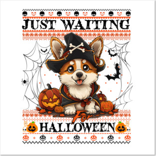 Cute Pembroke Welsh Corgi Halloween Ugly Sweater Posters and Art